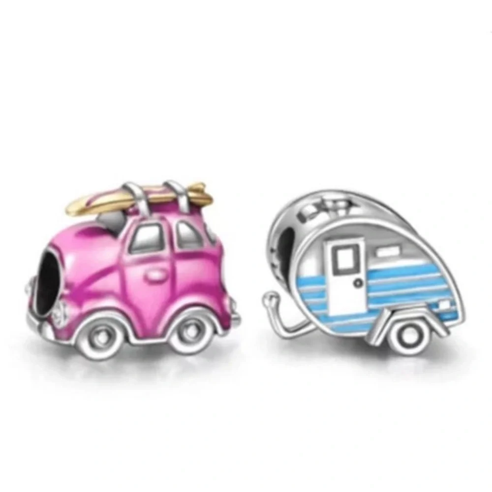 RV Camper Charm S925 Silver Stamped, Travel Jewelry, fits Pandora Bracelets - Picture 1 of 3